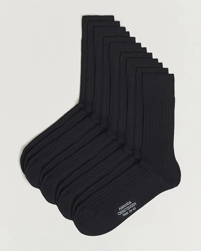 Herren |  | Amanda Christensen | 12-Pack True Cotton Ribbed Socks Black