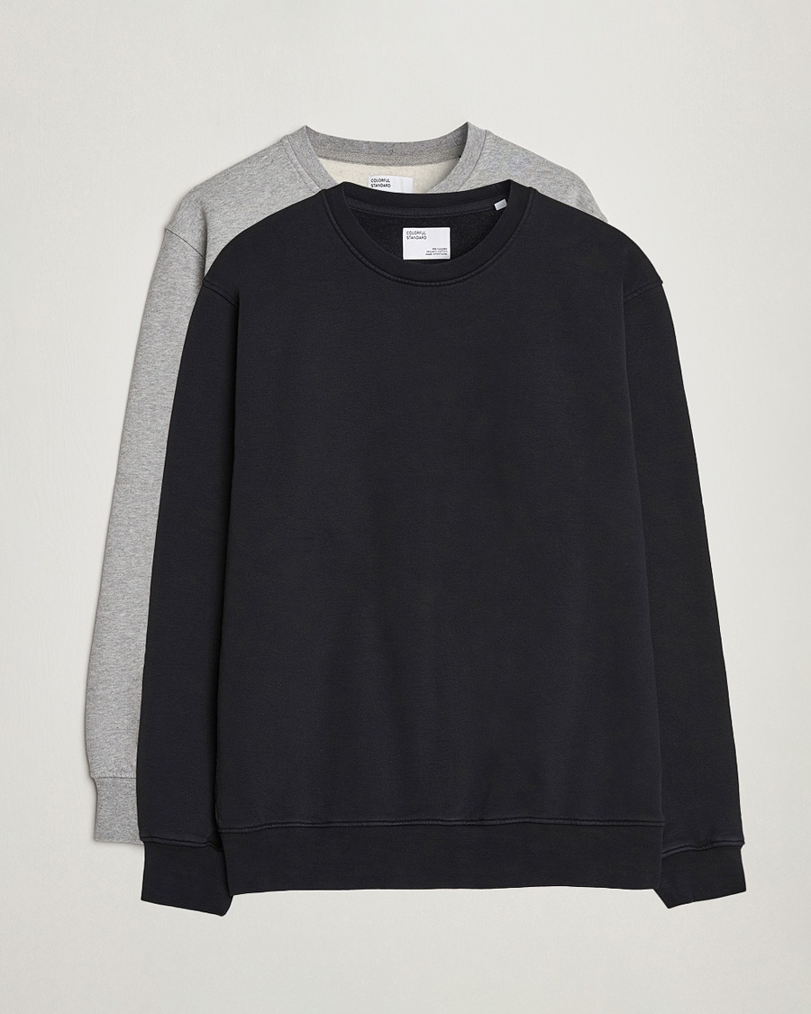 Colorful Standard 2-Pack Classic Organic Crew Neck Sweat Heather Grey/Deep Black – Grau