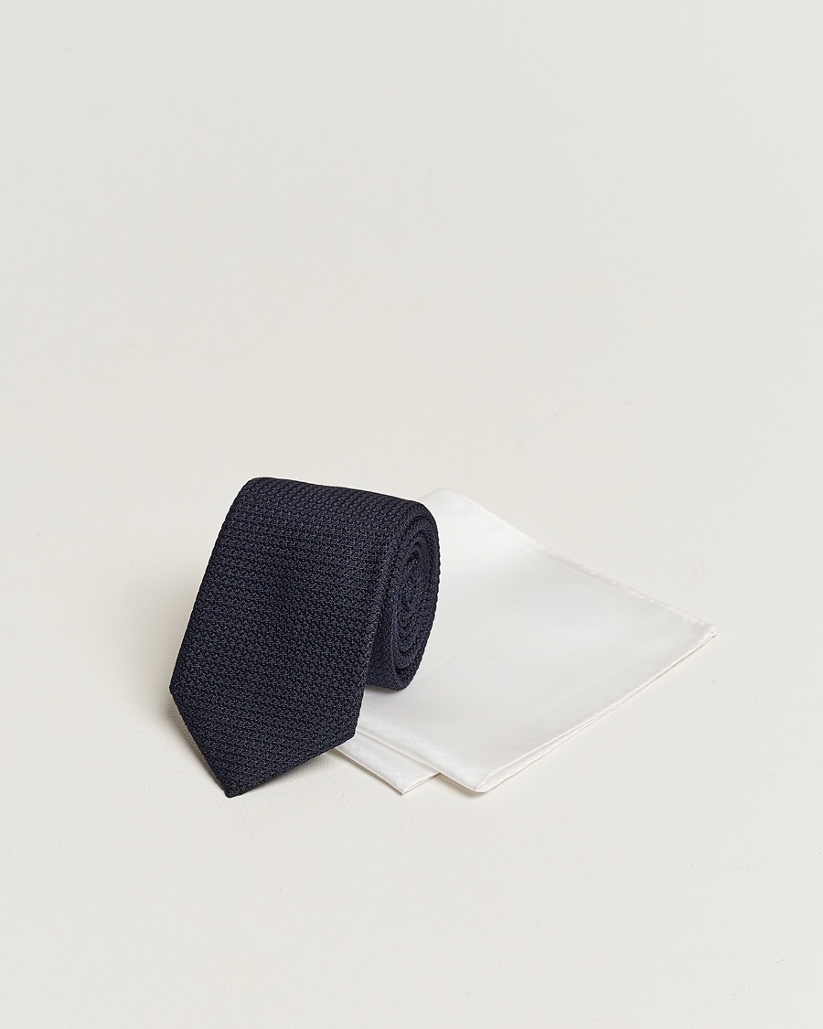 Amanda Christensen Set Tie Navy & Handkercheif White – Blau