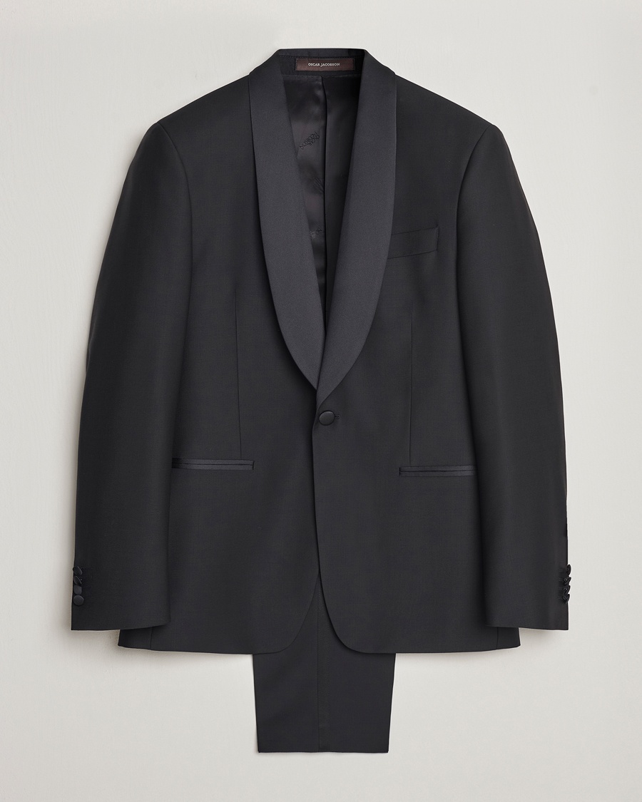 Herren | Smoking | Oscar Jacobson | Figaro/Denz Wool Tuxedo Suit Black