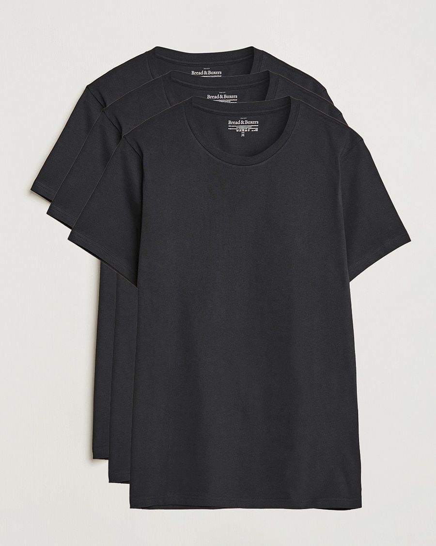 Herren | Kleidung | Bread & Boxers | 3-pack Crew Neck Regular T-Shirt Black