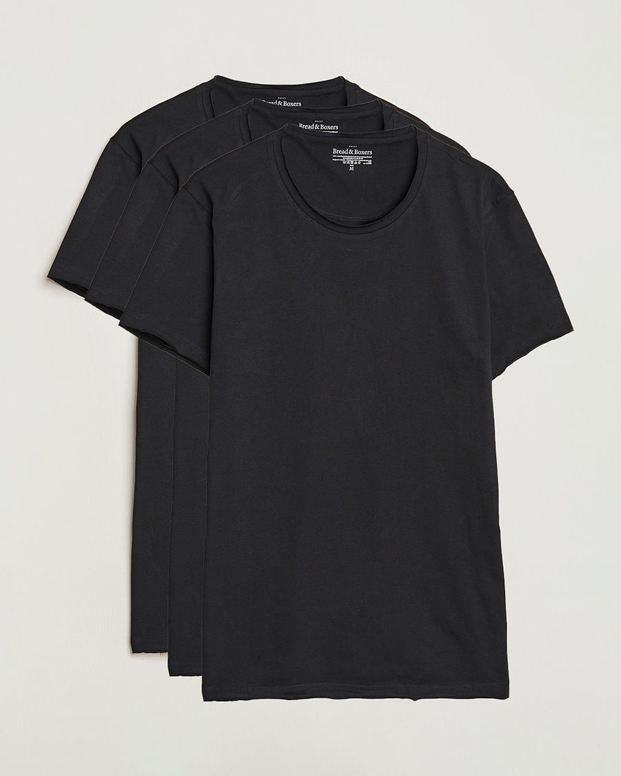 Herren | Kleidung | Bread & Boxers | 3-pack Crew Neck Relaxed Black
