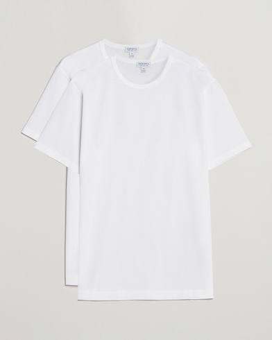 Herren | Alte Produktbilder | Sunspel | 2-Pack Crew Neck Q82 Cotton T-Shirt White