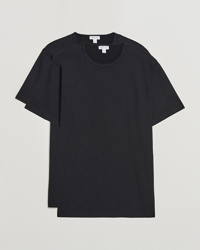 Herren | Alte Produktbilder | Sunspel | 2-Pack Crew Neck Q82 Cotton T-Shirt Black