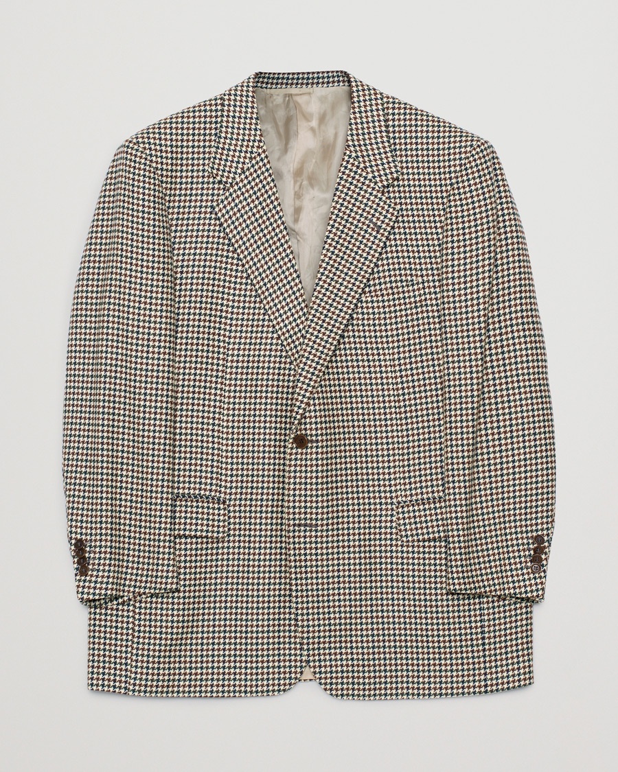 Caruso Aida Vintage Houndstooth Wool Blazer Brown 58