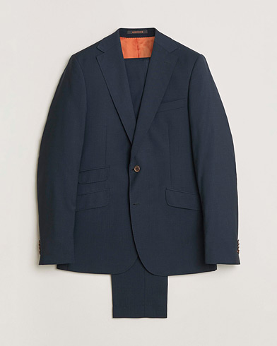 Morris Wool Suit Navy Check 150 – Blau