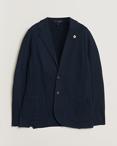 Pre-owned Lardini Knitted Cotton Blazer Navy M – Blau