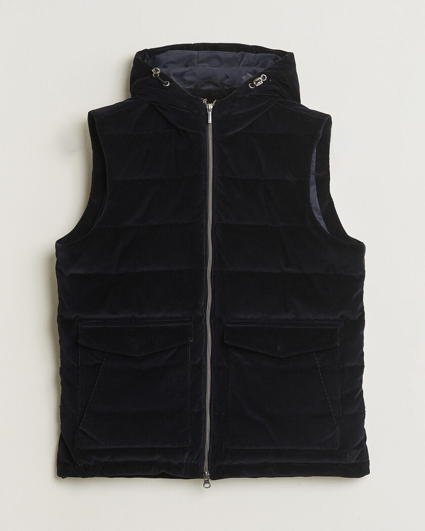 Pre-owned Stenströms Hooded Corduroy Vest Navy M – Blau