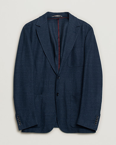 Canali Linen/Cotton Jersey Blazer Dark Blue