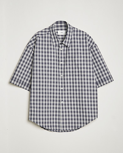 AMI Boxy Fit Short Sleeve Shirt Navy Check