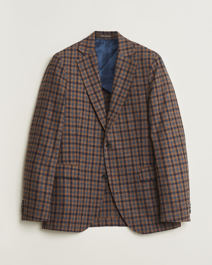 Pre-owned Oscar Jacobson Egel Checked Wool Blazer Brown 50 – Braun