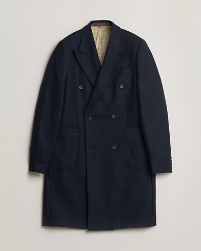 Pre-owned Morris Double Breasted Wool Coat Navy 48 – Blau