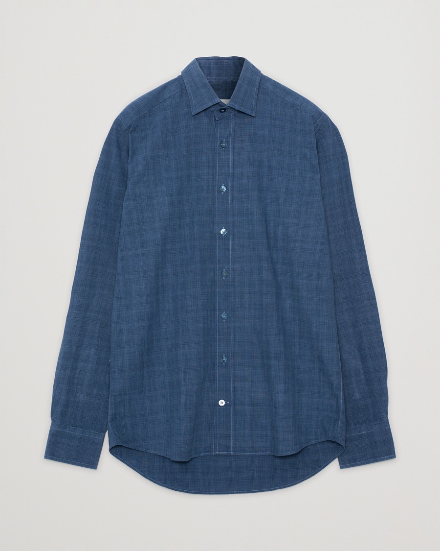 Pre-owned Slim Fit Checked Cotton Shirt Blue 38 - S – Blau