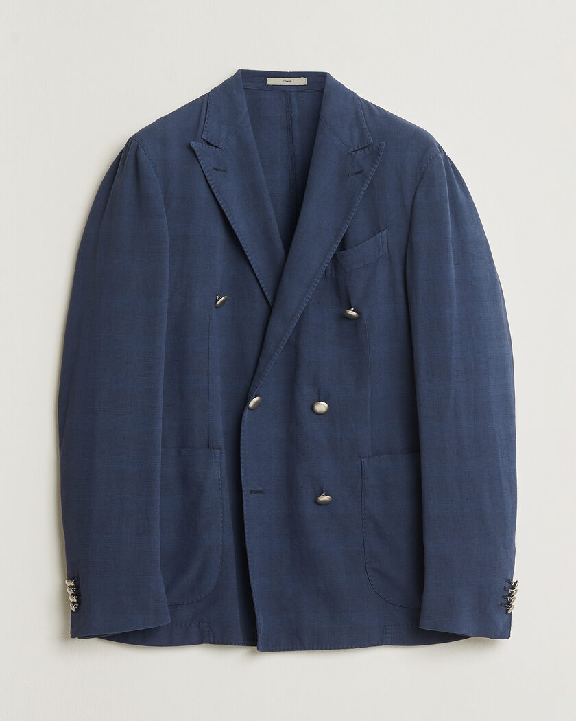 Pre-owned Boglioli Coat Double Breasted Silk Blend Blazer Navy 50 – Blau