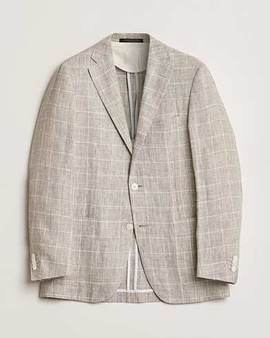 Pre-owned Corneliani Linen Blazer Light Beige Check 48 – Beige