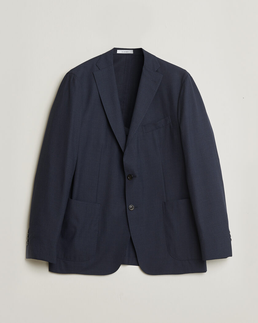 Boglioli K Jacket Check Wool & Silk Blazer Navy 54 – Blau