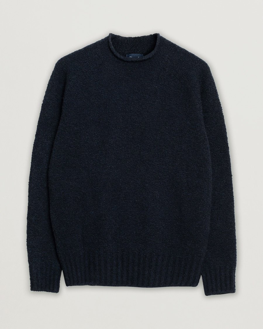 Herren | Pre-owned | Pre-owned | Drumohr Wool Boucle Mock Neck Navy 48