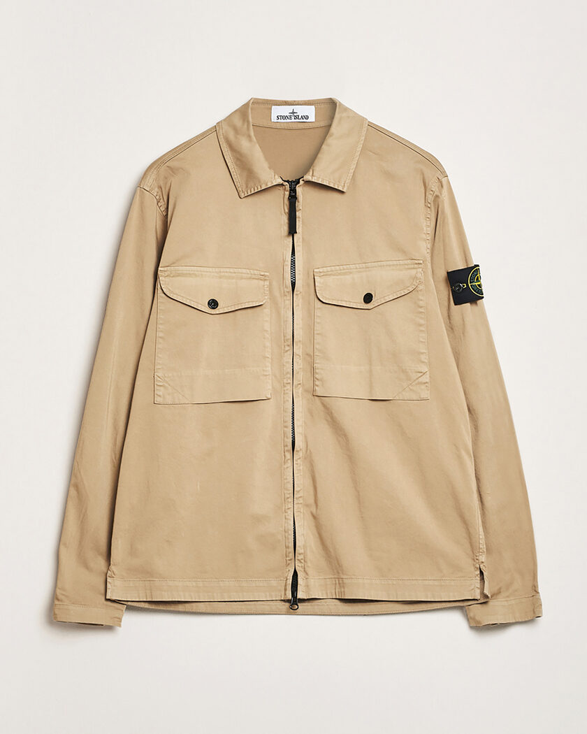 Stone Island Cotton Stretch Zip Overshirt Biscuit XL – Beige