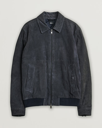 Herren | Pre-owned | BOSS Malbano Suede Jacket Blue Grey 48