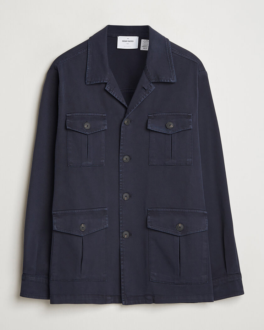 Gran Sasso Cotton Twill Safari Jacket Navy 50 – Blau