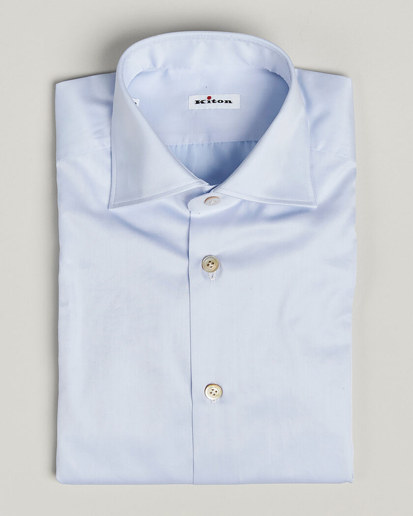 Pre-owned Kiton Cotton Dress Shirt Light Blue 38 - S – Blau