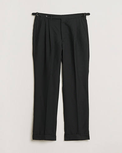 Pre-owned Berg&Berg High Waisted Double Pleated Wool Trousers Black 52 – Schwarz