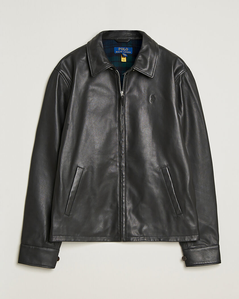 Pre-owned Polo Ralph Lauren Maxwell Windbreaker Leather Jacket Polo Black L – Schwarz