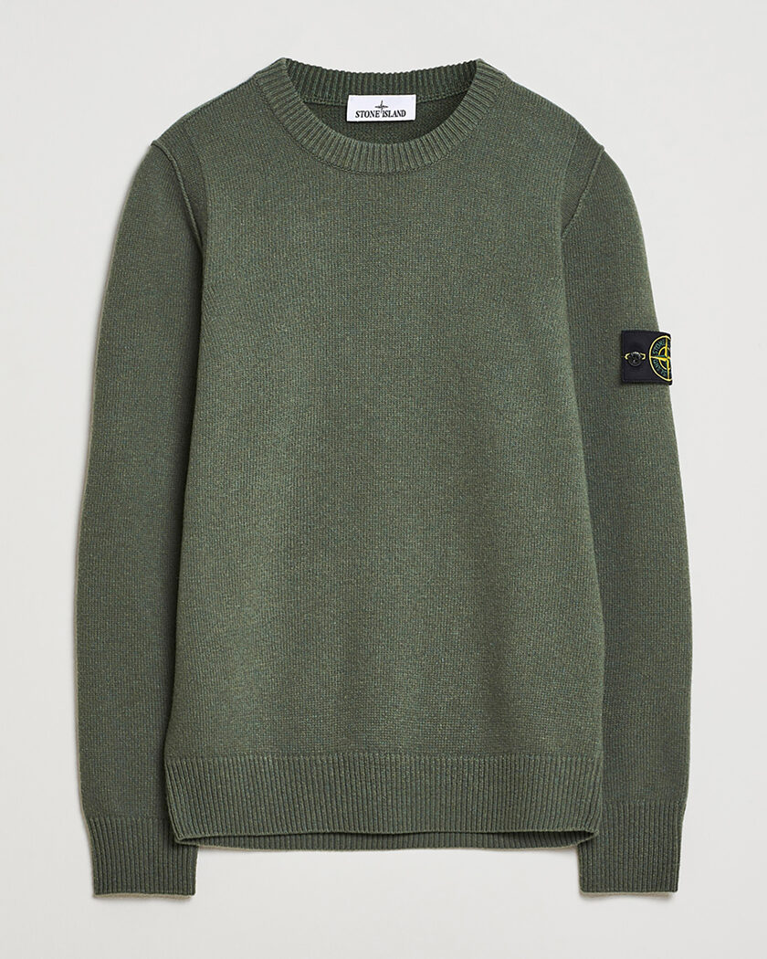 Pre-owned Stone Island Knitted Lambswool Crew Neck Military Green M – Grün