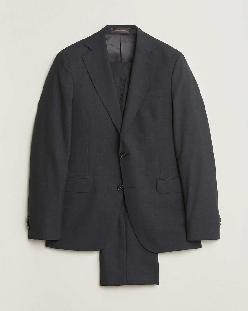 Pre-owned Oscar Jacobson Ego Wool Suit Dark Grey 46 – Grau
