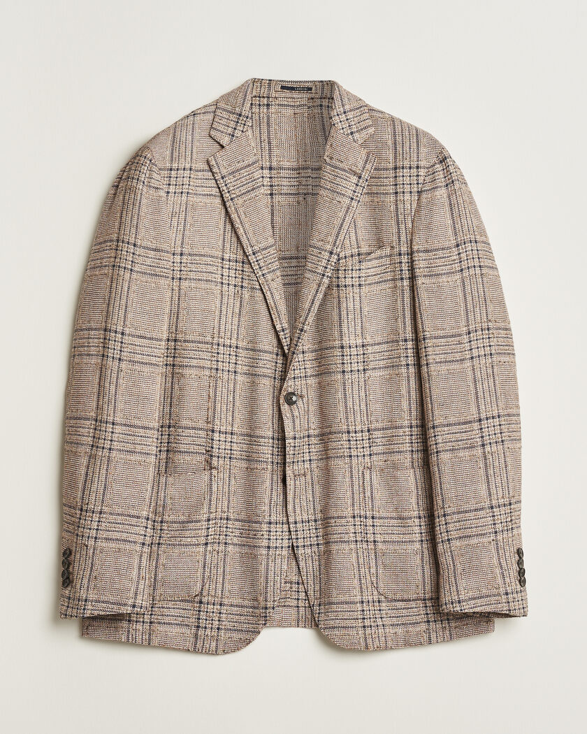 Lardini Silk Blend Checked Blazer Brown 54 – Braun