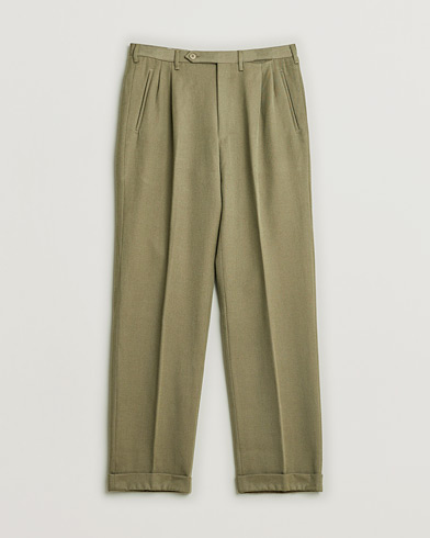 Pre-owned Rota Pantaloni Twill Cotton Trousers Moss Green 50 – Beige