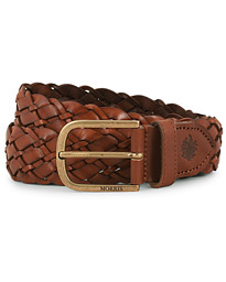  Braided Leather 3,5 cm Belt Cognac