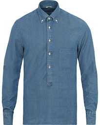  Slimline Chambray Popover Shirt Light Blue