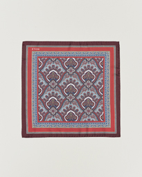  Silk Paisley Print Pocket Square Red