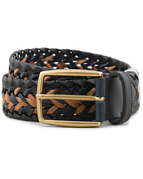  Braided Leather Belt Navy/Nature