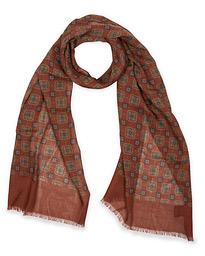  Wool/Silk Medallion Printed Scarf Orange