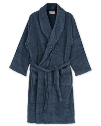  Striped Cotton Terry Robe Navy