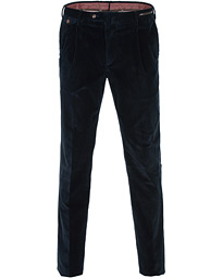  Gentleman Fit Pleated Corduroy Trousers Navy