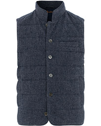  Quilted Herringbone Wool Vest Navy