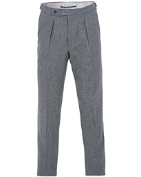  Arnold Pleated Side Adjuster Flanell Trousers Mid Grey