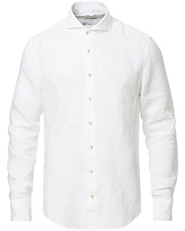  Slimline Linen Cut Away Shirt White