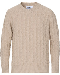  Fabian Cotton Cable Crew Neck Light Khaki