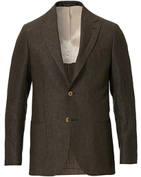  Mike Patch Pocket Linen Blazer Brown