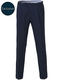  Carl Double Pleated Wool Trousers Navy