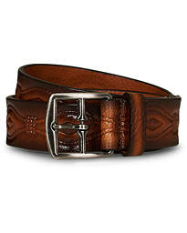  Embossed Leather 3,5 cm Belt Brown