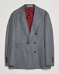  Double Breasted Flannel Blazer Grey Melange