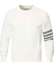  4 Bar Milano Stitch Crew Neck Off White