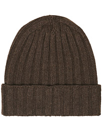  Cashmere Ribbed Beanie Brown