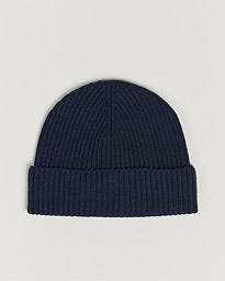  Cashmere Ribbed Hat Navy