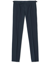  Slim Fit Pleated Cotton Trousers Navy